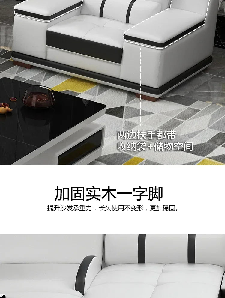 Popular and durable massage seat, cowhide multifunctional living room furniture, leather art storage, sofa combination