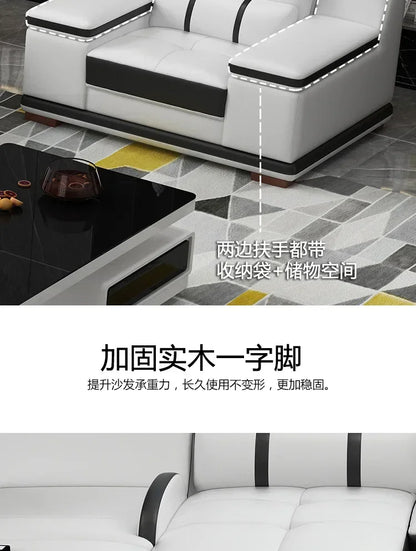 Popular and durable massage seat, cowhide multifunctional living room furniture, leather art storage, sofa combination