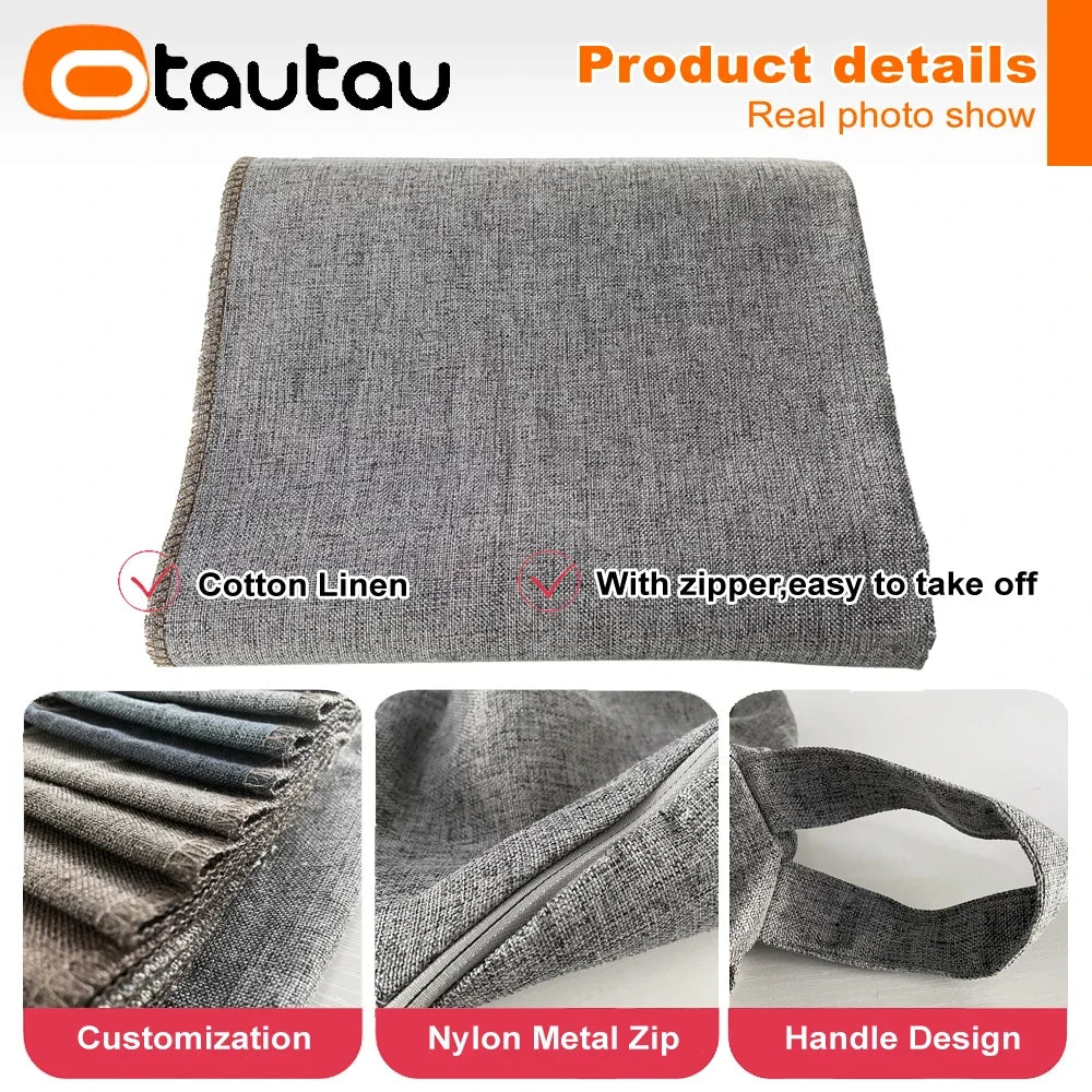 OTAUTAU Big Cotton Linen Bean Bag Cover without Filler Corner Seat Lazy Beanbag Chair Pouf Salon Ottoman Puff Lounger Sac DD002