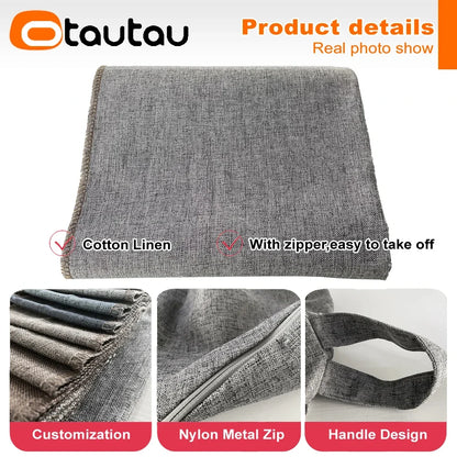 OTAUTAU Big Cotton Linen Bean Bag Cover without Filler Corner Seat Lazy Beanbag Chair Pouf Salon Ottoman Puff Lounger Sac DD002