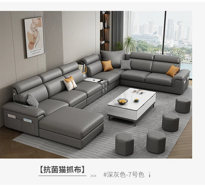 Minimalist Leather Frame Sofa Gaming Background Modular Sleeper Sofa Modern Recliner Lounge Lazy Women Divano Lounge Furniture