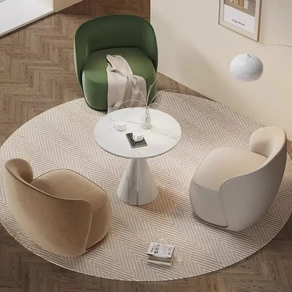 PU Leather Accent Armchair, Modern Round Club Chair for Living Room or Bedroom, Upholstered Single Sofa Seat for Small Spaces