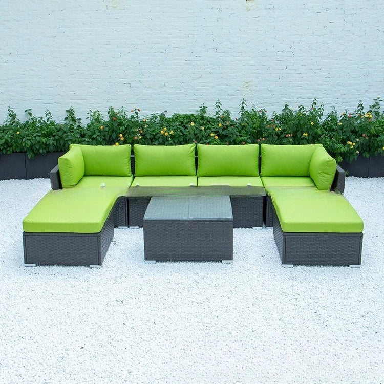 Outdoor Furniture Terrace Swimming Pool Waterproof Table and Chair Corner Armless PE Rattan Chair Sofa Coffee Table Combination