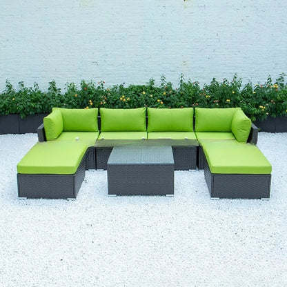 Outdoor Furniture Terrace Swimming Pool Waterproof Table and Chair Corner Armless PE Rattan Chair Sofa Coffee Table Combination