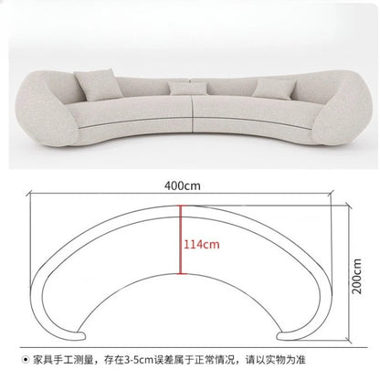 Retro old money wind curved design special-shaped large flat-layer fabric sofa lamb wool semi-circular moon sofa