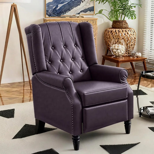 Pushback Recliner Chair for Adults, Mid Century Wingback Accent Chair with Rivet Decoration, Tufted Upholstered Single Sofa