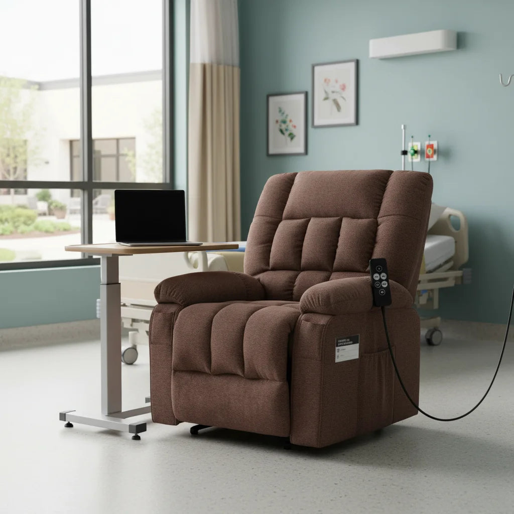 Power Lift Recliner Chair with Massage and Heat Ergonomic Electric Recliner with Remote and Side Pockets for Living Room