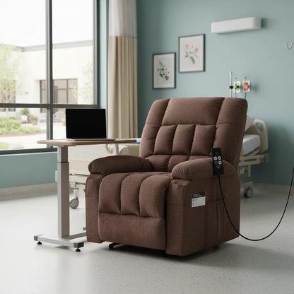 Power Lift Recliner Chair with Massage and Heat Ergonomic Electric Recliner with Remote and Side Pockets for Living Room