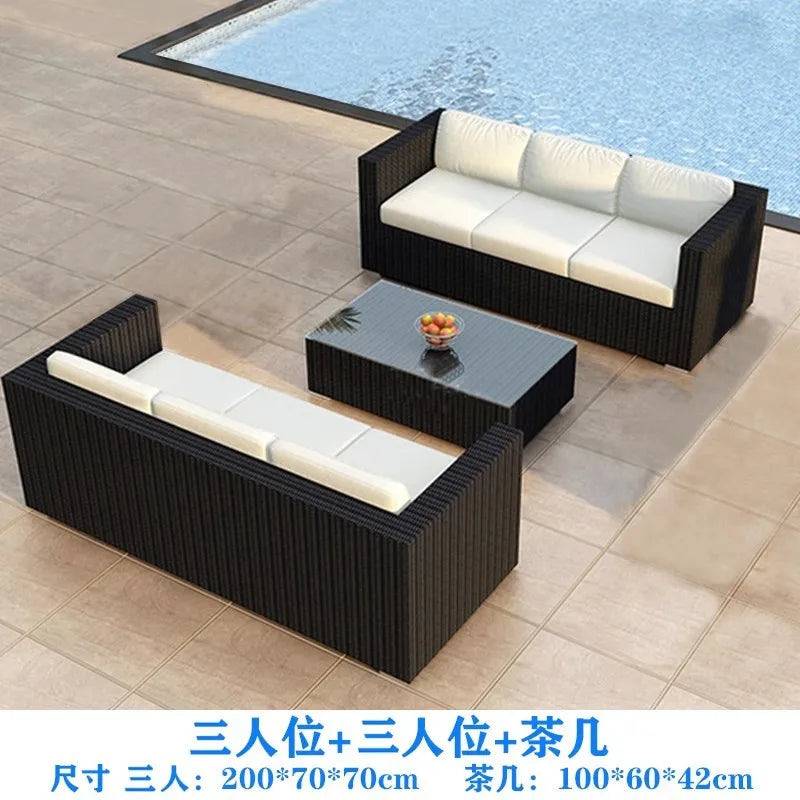 Outdoor sofa combination courtyard garden balcony rattan table and chairs terrace waterproof and sun protection outdoor