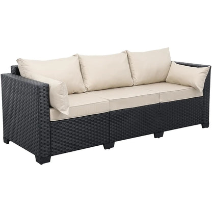 Patio Furniture 3-seat Sofa Wicker Outdoor Furniture Outdoor Couch Deep Seat Hight Backrest Waterproof Cover, Customized