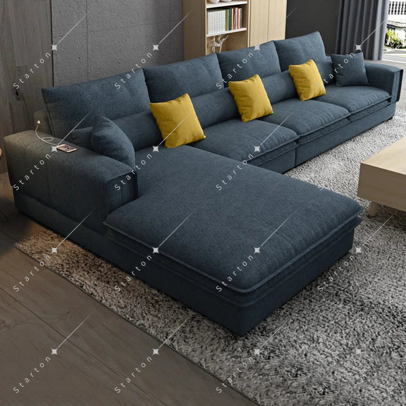 Nordic Luxury Technology Cloth Corner Fabric Sofa Set Lounge Living Room Sofas Sectional Modern  l Shaped Sofa