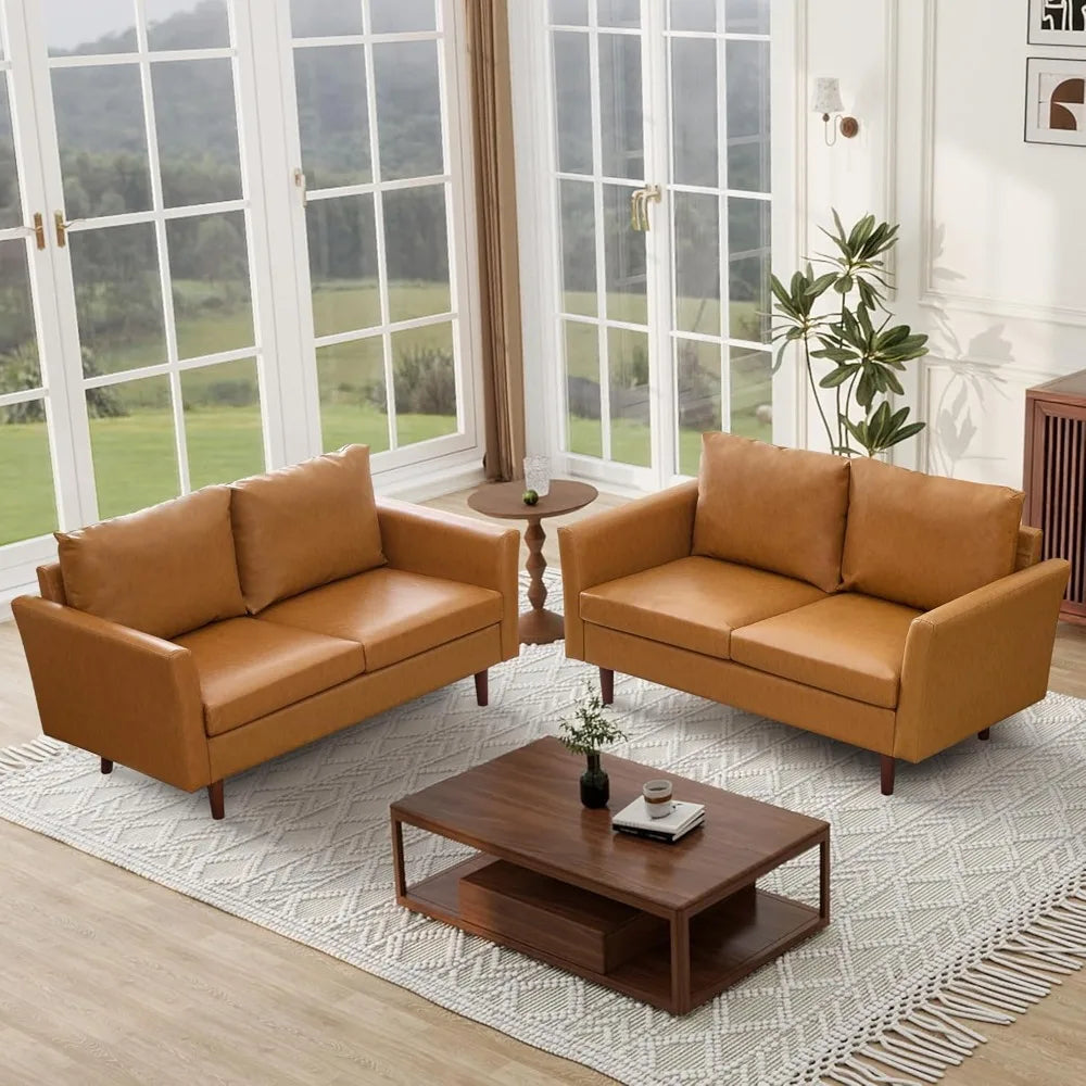 Modern Faux Leather Sofa for Small Spaces, 3 Seater, Bedroom, Office, Apartment, Living Room Couch, 80