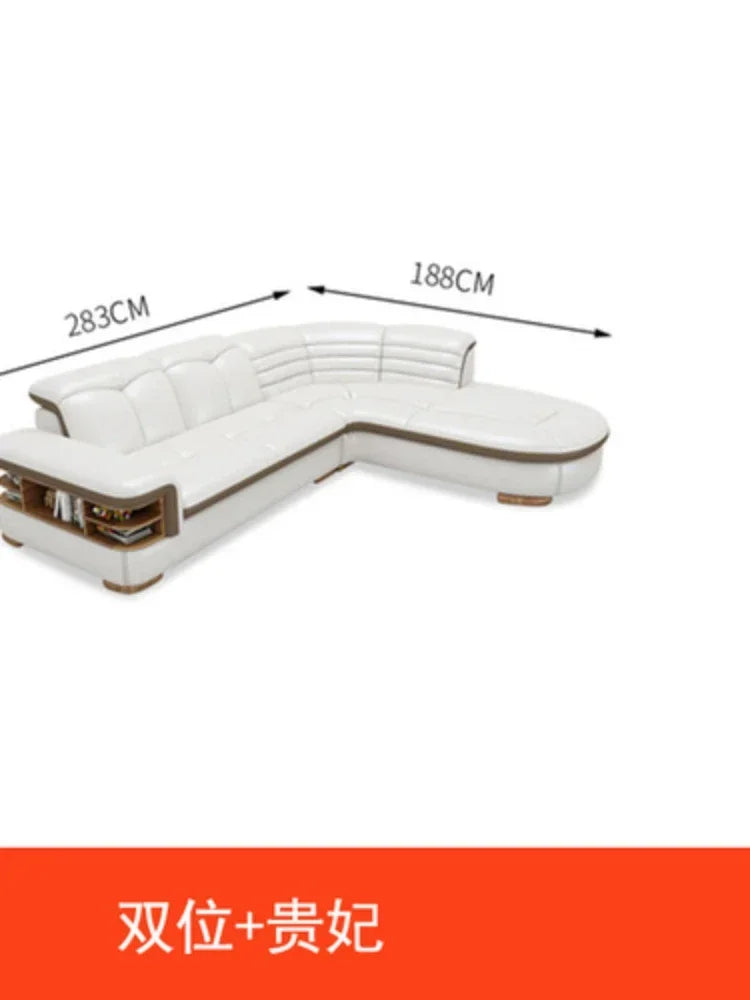Premium Genuine leather sofa with cowhide top layer, modern and simple high-end living room corner combination