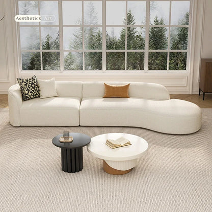 Modern Relaxing Curved Reception Cream Aesthetics Simple Living Room Sofa Minimalist Rest Light Luxury Muebles Home Furniture