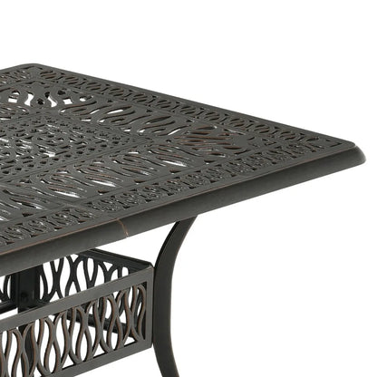 59'' Cast Aluminum Outdoor Patio Dining Table for 6-8 Person with Umbrella Hole