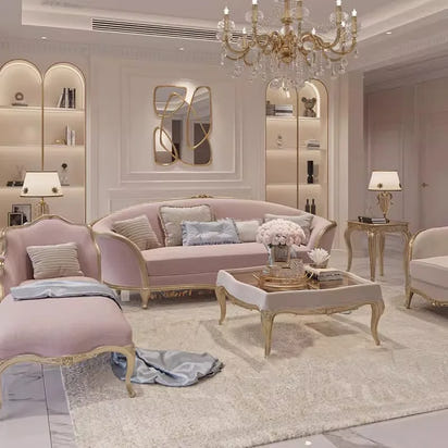 French light luxury court princess cream wind carved three-person sofa neoclassical American solid wood princess sofa combinatio