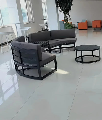 Outdoor Waterproof Sun Protection Garden Sofas Curved Outdoor Sofa Aluminum Alloy Courtyard Villa Reception Sofa Coffee Table A