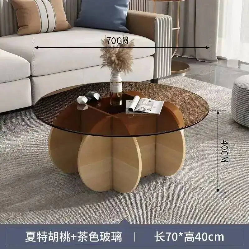Table basse de salon ronde en verre trempé, design créatif, résistante aux hautes températures, style luxe