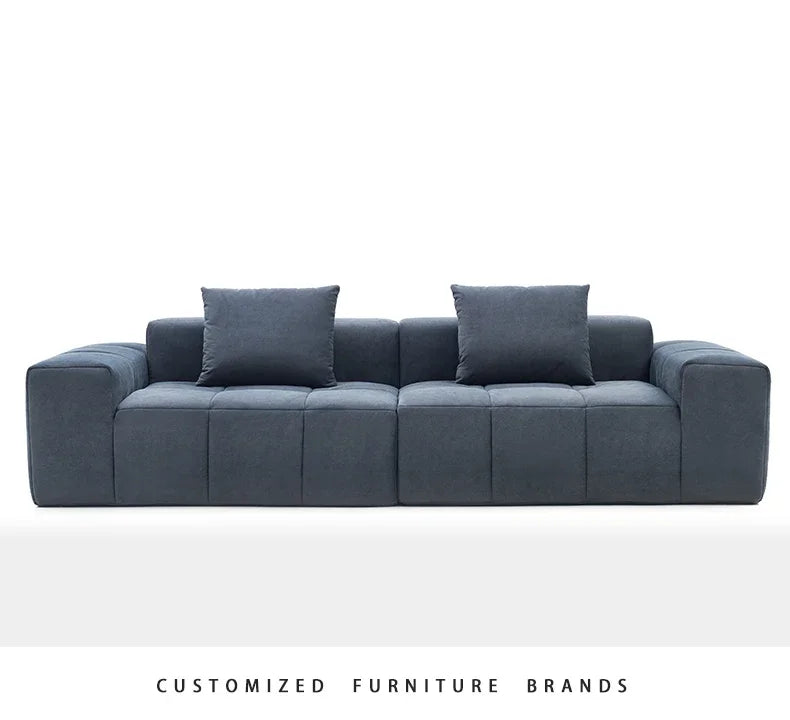 Full Sponge Compressed Fabric Sofa Modern Simple Living Room Couch Tofu Block Sofa Small Apartment Straight Row Combination Sofa