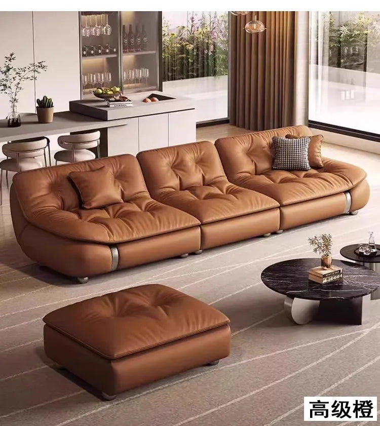 Aesthetic Classic Living Room Sofas White Real Leather Luxury Soft Sofa Lounge Lazy Modern Woonkamerbanken Furniture For Home