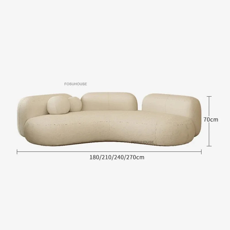 Lamb Velvet Curved Living Room Sofas Designer Living Room Furniture Beauty Salon Clothing Store Reception Sofa Luxury Sofa Bed