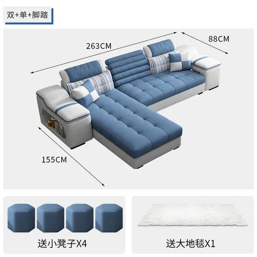 Removable and Washable Latex Free Wash Technology Fabric Sofa Combination Simple Living Room, Living Room Furniture