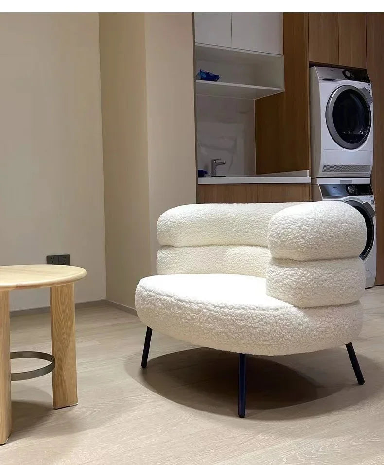 Internet celebrity backrest sofa lamb wool lazy sofa chair living room bedroom cloakroom casual makeup chair dresser chair