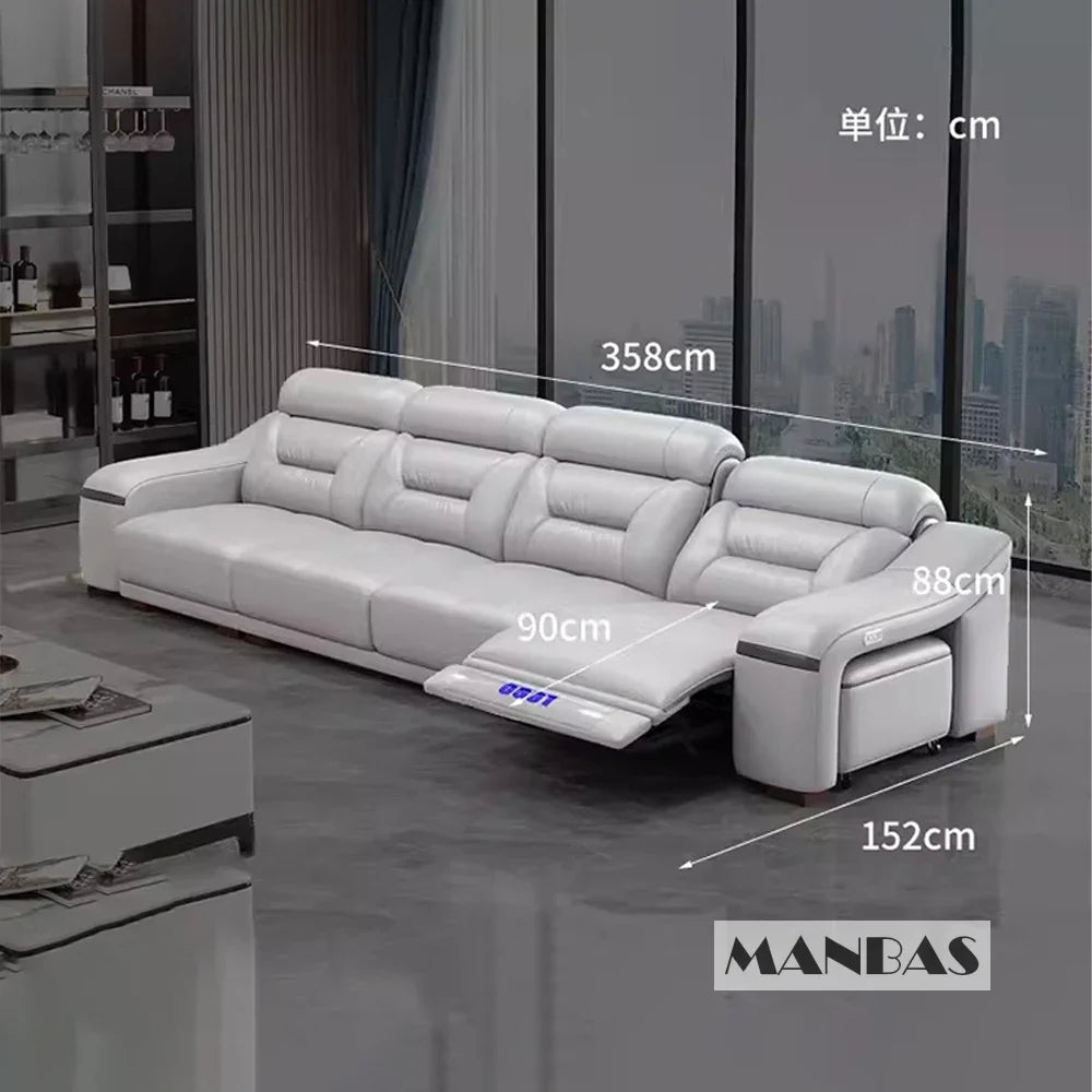 *-/2025  Italian Modern Luxury Leather Recliner Sofa Electric Reclining Sofa Living Room Furniture