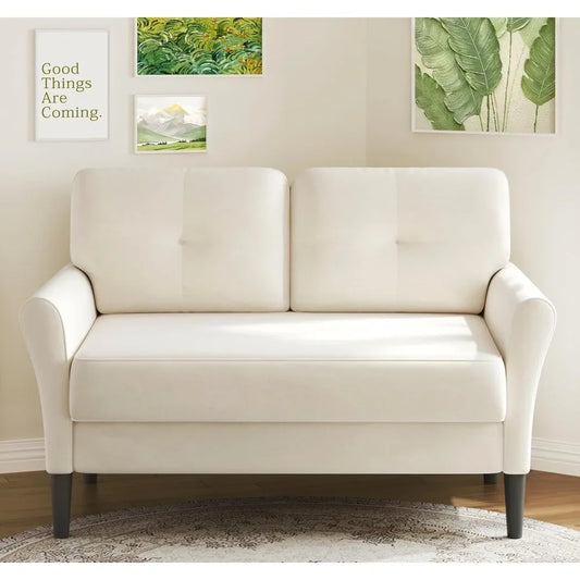 48" LoveseatLiving Room Sofa, Soft Velvet Love Seat Couches, Couch for Bedroom w/Deep Seat, Comfy Couches for Living Room