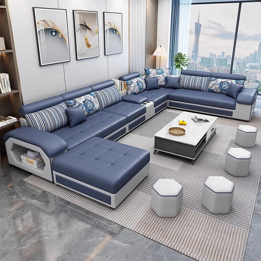 #For Modern Multifunctional U-Shaped Sofa Set Living Room Furniture Corner Sofa with Speakers 7 Seater Fabric Sofa Set*