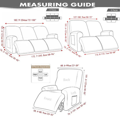 1/2/3 Seater Recliner Sofa Cover Jacquard Solid Color Stretch Couch Coushion Solid Color Sofa Slipcover for Living Room Home
