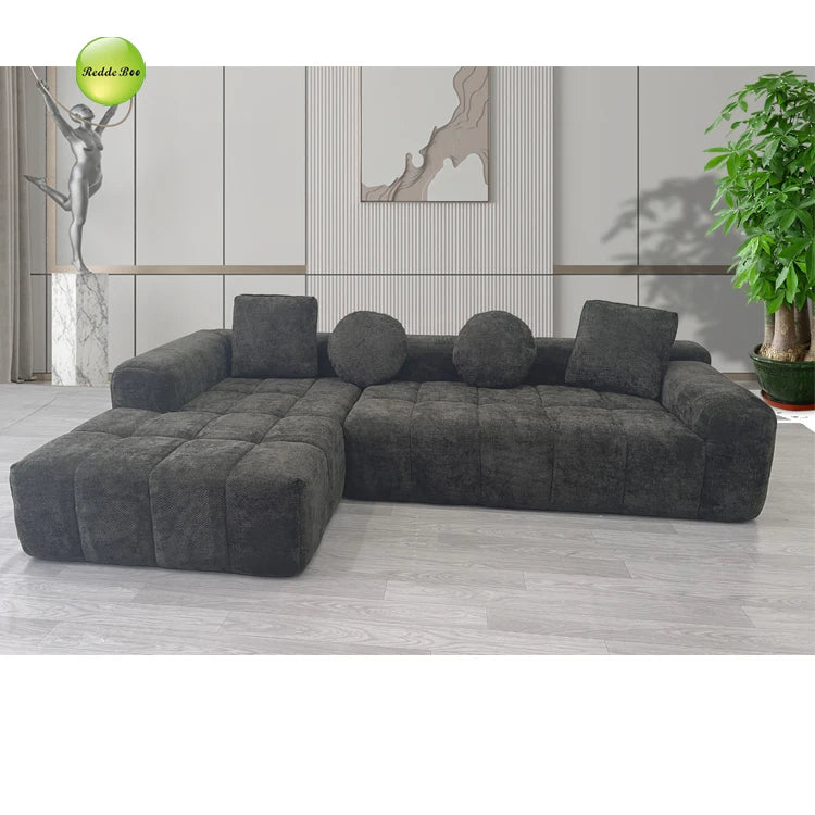 111.2" Modern L-Shaped Sectional Sofa,Modular Velvet Couch with Adjustable Configurations, Soft Melange Fabric,Comfortable