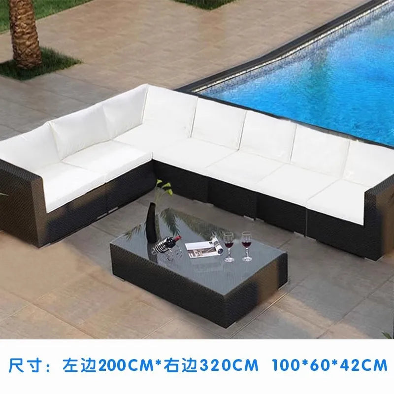 Outdoor sofa combination courtyard garden balcony rattan table and chairs terrace waterproof and sun protection outdoor