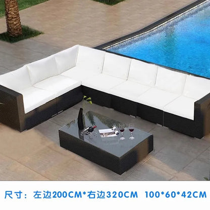 Outdoor sofa combination courtyard garden balcony rattan table and chairs terrace waterproof and sun protection outdoor