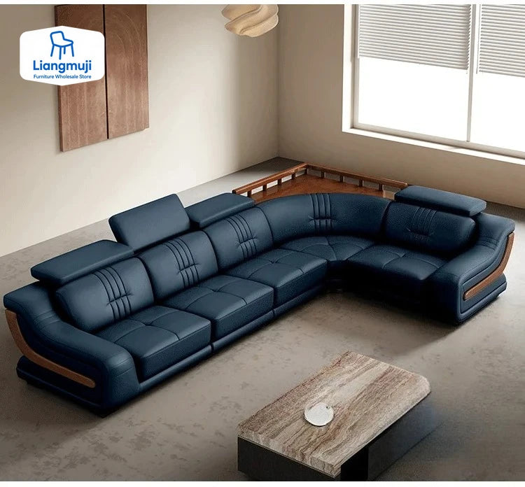 Linlamlim Premium Italian Genuine Leather Sofa Set Big Sectional Couch Living Room Sofas With Adjustable Headrest Home Furniture