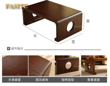 FashionJapanese Vintage Indoor Wood Furniture Asian Style Coffee Tea Living Room Low Table Rectangle 50*40cm Tatami
