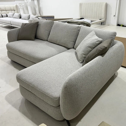 Modern Space Saving Living Room Couch Linen Fabric Sectional Corner Sofa