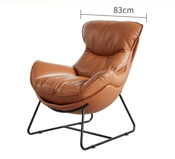 Light luxury feather leather sofa chair fabric lazy recliner modern