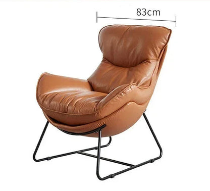 Light luxury feather leather sofa chair fabric lazy recliner modern