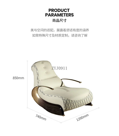 Modern Italian light luxury leather leisure chair living room single sofa rocking chair