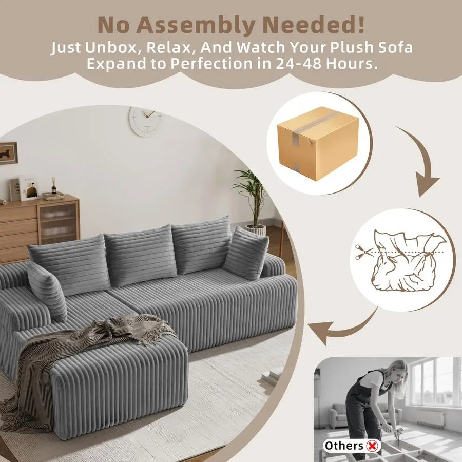 Couch, Upholstered Cloud Couch Sectional with L Shape Chaise, Fluffy Comfy Cloud Sofa with Deep Seat amp Throw Pillows, Boneless