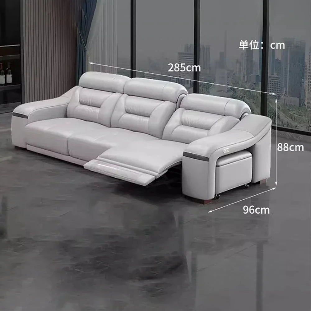 MINGDIBAO Genuine Leather Living Room Sofa Set Power Reclining Couch Electric Recliners with Stool Seating Room, Sofa Reclinable