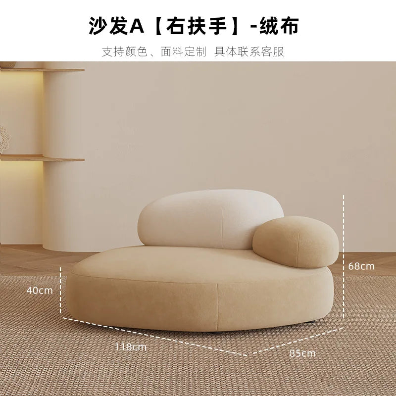 Fabric curved small apartment living room sofa light luxury modern sitting area reception