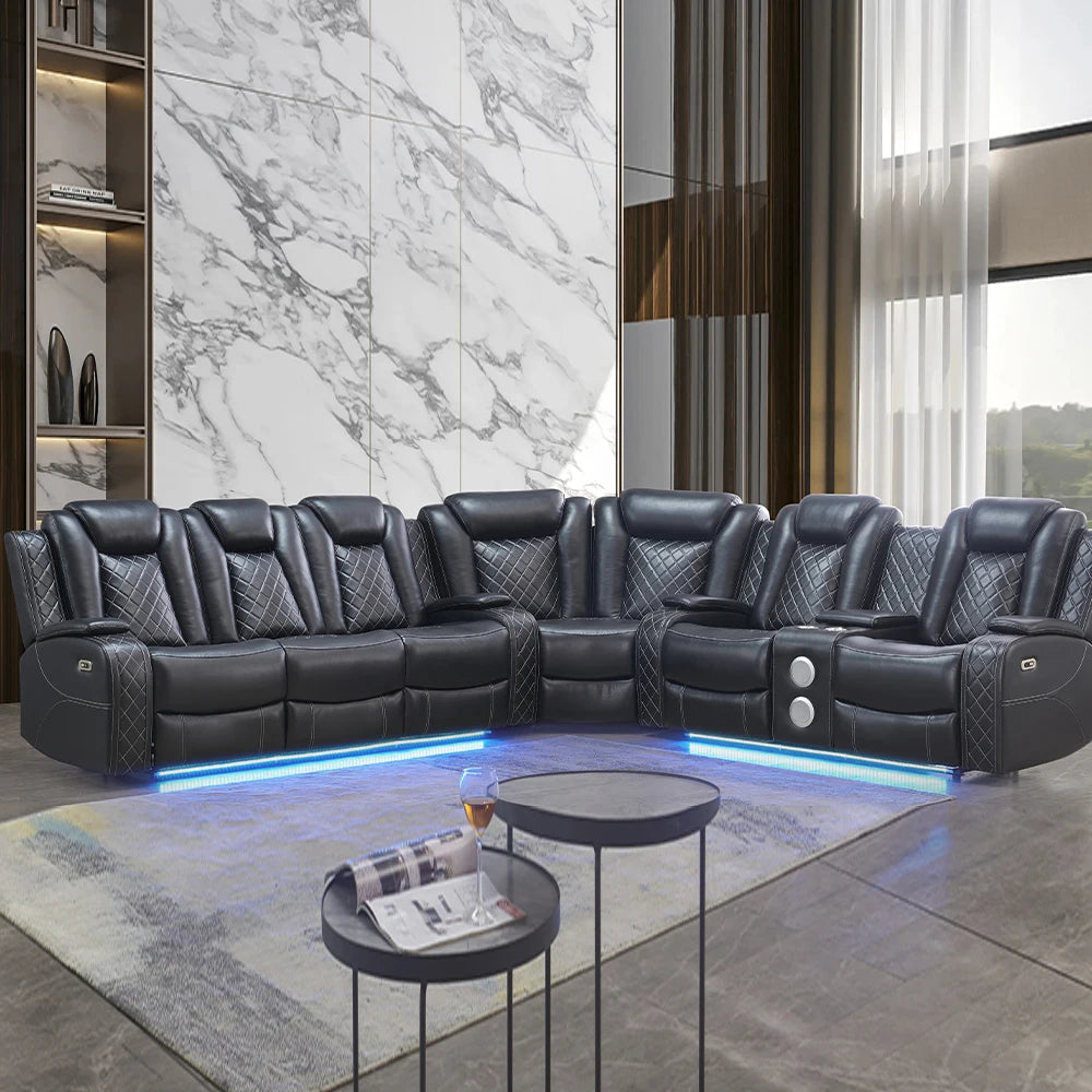 Power Reclining Sofa with Wireless Charging, LED, Speakers & Reading Light