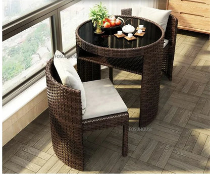 Nordic Outdoor Patio Table and Chair Balcony Table and Chair Combination Home Leisure Storage Table Three-piece Garden Furniture