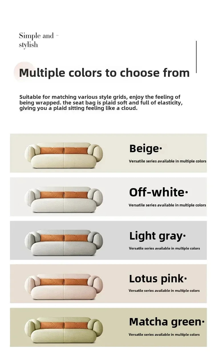 White Technology Cloth Sofa Set Modern King Size Foam Sponge Tatami Couch Large Reading Design Soft Big Bank Bedroom Furniture