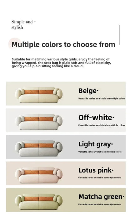 White Technology Cloth Sofa Set Modern King Size Foam Sponge Tatami Couch Large Reading Design Soft Big Bank Bedroom Furniture