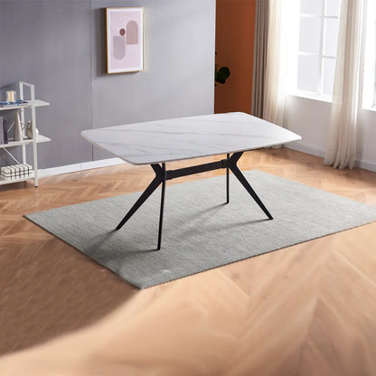 Dining Table 4 6 8 10 12 Seat Large Long Space Saving White Marble Marble Top Stainless Steel Frame Extendable Dining Table