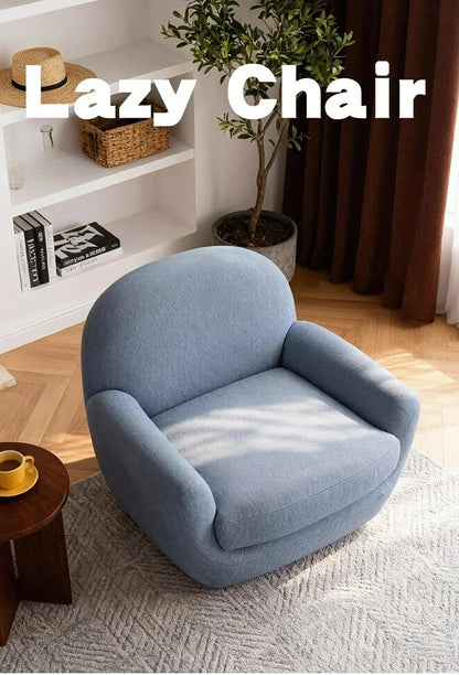 French rotating large single sofa chair designer blue living room leisure balcony bedroom single chair lazy swivel chair