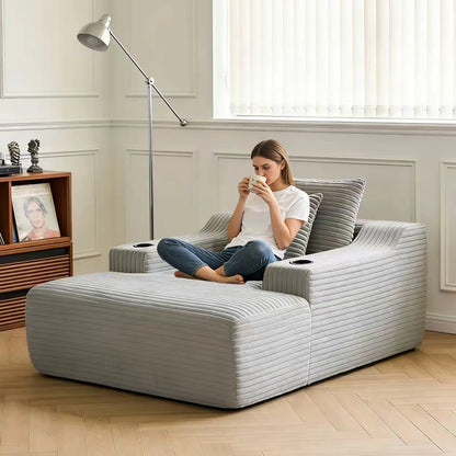 67 Inch Chaise Lounge Chair Indoor, Oversized Corduroy Upholstered Boneless Sofa Bed, Cloud Sofas Couches for Living Room